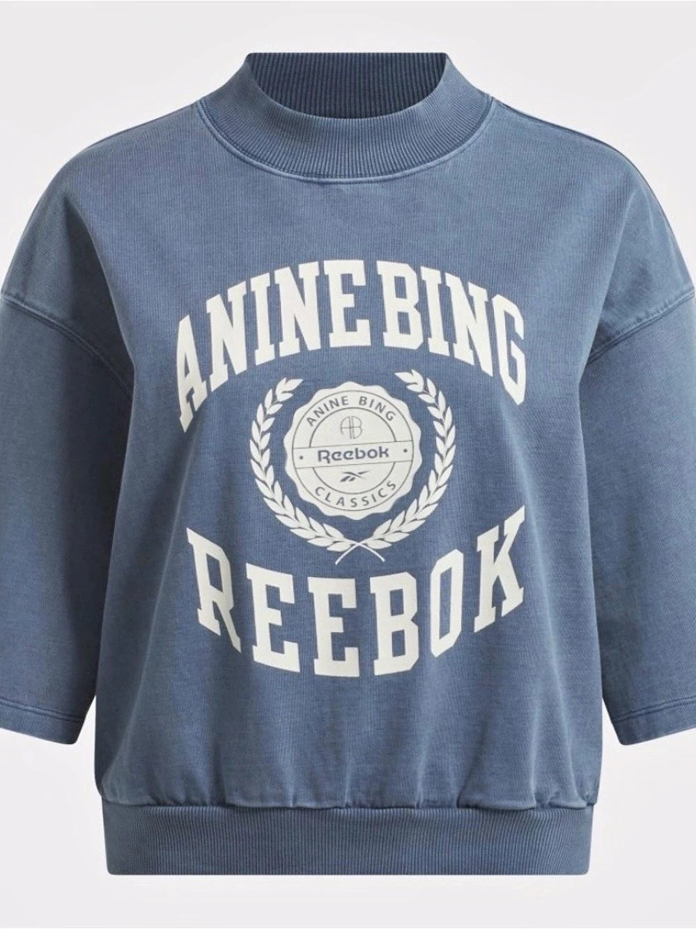 Anine Bing x Reebok Classics Graphic Cropped Sweatshirt Blue & White Large